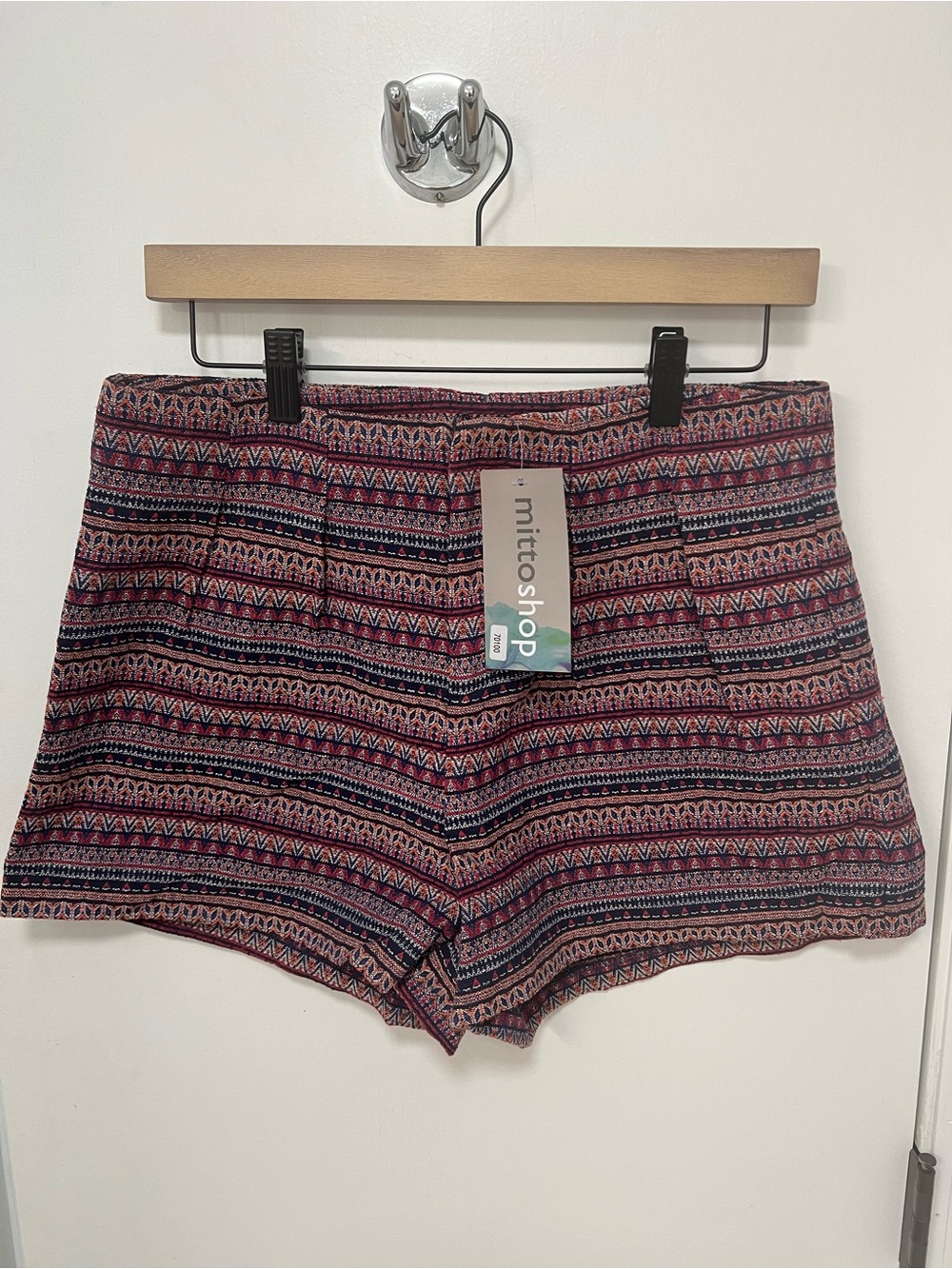 mittoshop Women's Red & Navy Patterned Shorts